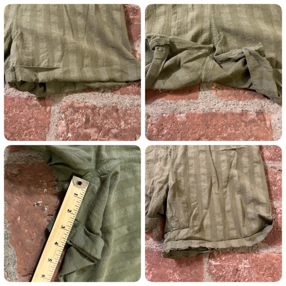 Easel Safari Utility Military Cotton Romper Jumpsuit Olive Green Striped Medium - Picture 13 of 15